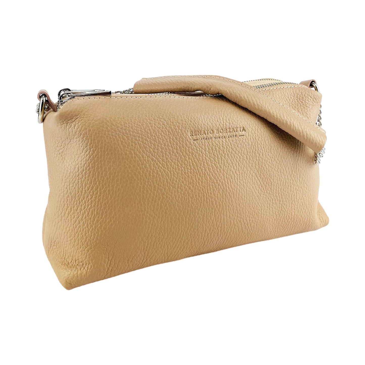 RB1025AU  | Borsa Donna a Mano con doppia lampo in Vera Pelle Made in Italy