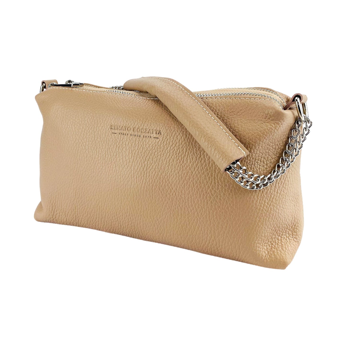 RB1025AU  | Borsa Donna a Mano con doppia lampo in Vera Pelle Made in Italy