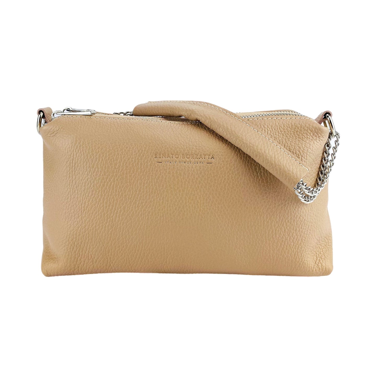 RB1025AU  | Borsa Donna a Mano con doppia lampo in Vera Pelle Made in Italy